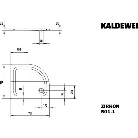 KALDEWEI 455500011001 DW ZIRKON Mod.501-1, 900 x 750