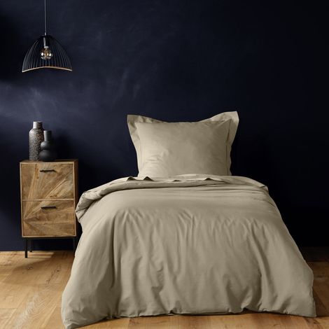 Housse de couette 140 x 200 cm – Coton uni 57 fils – LINA – Sable (1/5)