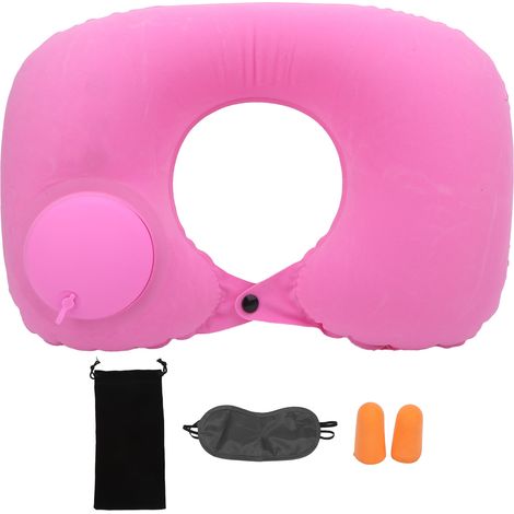 Coussin Gonflable en Forme de U pour Appui-Tête, Repose-Nuque Doux, Protection Cervicale pour Voiture Bureau Avion (Rose) (1/5)