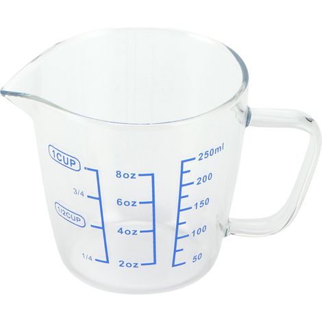 Verre gradué résistant à la chaleur avec couvercle pour lait et cuisine (250ml) (1/5)