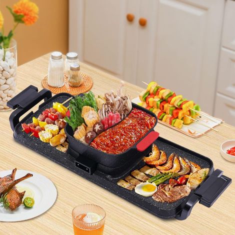 Appareil Fondue Chinoise Hot Pot Electrique BBQ – Barbecue Thaï Barbecue Coréen Intérieur électrique, barbecue électrique 220V 2200W Hotpot Wok BBQ Raclette (1/5)