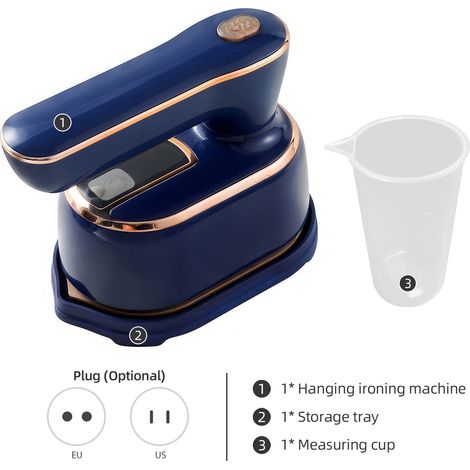 Tragbares Handbügeleisen 20 Sekunden, schnelles Aufheizen, Faltenentferner aus Stoff, 2-in-1, drehbares Reisebügeleisen, Dampfgarer für Kleidung, unterstützt trockenes und nasses Bügeln