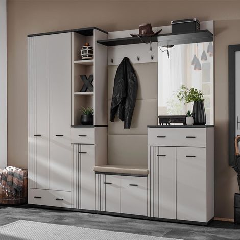 Ensemble Vestiaire Rembourré 6P "Hugo" 210cm Gris & Noir (1/5)