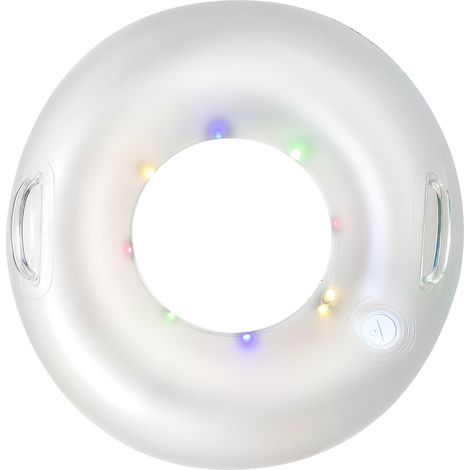 Bouée flottante pour s'amuser dans la piscine en été, bouée de natation lumineuse ronde en PVC avec poignée, flotteurs gonflables transparents et étanches pour piscine d'été-AquaForge (1/5)