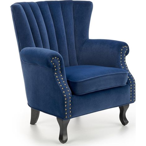 Sillón Houston 1105, Azul oscuro, 87x73x70cm, Tapiz, Patas: Madera, 0 (1/5)