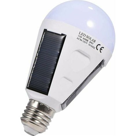 Bombilla LED solar, E27 IP 65, bombilla LED portátil de emergencia con gancho (12W) (1/5)