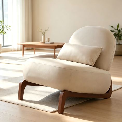 Silla decorativa atractiva con patas de madera maciza, sillón de terciopelo con cojín, silla de dormitorio, sillón de lectura sin brazos ideal para apartamentos. (1/5)