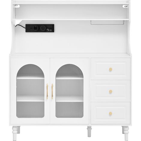 Mobile Bar con 3 Cassetti, Ripiani Regolabili, Portabicchieri e Presa USB Tipo C per Cucina 120x40x138.5 cm (1/5)