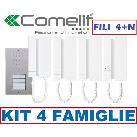 KIT CITOFONICO COMELIT 4+N FILI 4 FAMIGLIE KCA5061 CITOFONI MINI 2702W