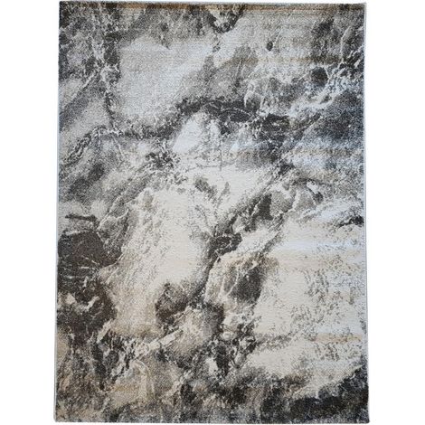 Tapis Chambre 60x110 anthracite et noir tissé motif abstrait DELAMER