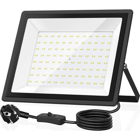 100W Projecteur LED Extérieur, 11000LM 6500K Blanc Jour IP66 Étanche avec Câble, Dissipation Thermique & Économie 85%, Spot pour Jardin, Cour, Garage, Entrepôt (1 paquets)