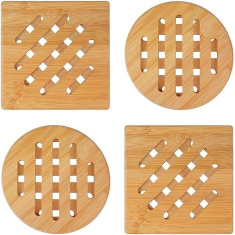 Dessous de plat en bambou, sets de table en bambou résistant à la chaleur -- (1/5)
