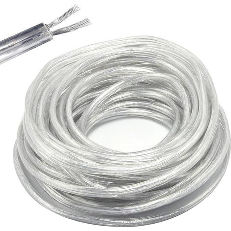 Fil électrique/2 Core Support PVC Secteur électrique Fil de Cuivre Câble Haute Résistance à la Température 2 x 0,75 mm² Câble d'alimentation–10 Metre Longueur Coupe Flexible Bassin Câble Transparent (1/5)