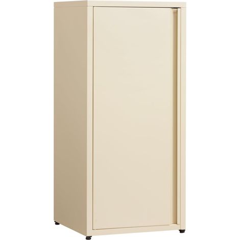 One Door Filing Cabinet with Metal Magnetic Clasp, Office Storage Closet, 2 Adjustable Shelves for Filing Cabinets for Small Home Wardrobe, Cream (1/5)