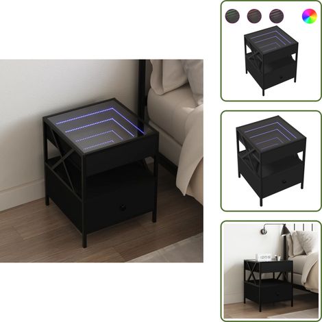 Tavolino con specchio infinito - vidaXL Tavolino da Salotto con LED Nero 40x40x30 cm - Tavolino da salotto nero