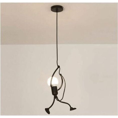 [NIEMALS VERWENDET] Moderne, kreative Pendelleuchte aus Eisen mit Cartoon-Motiv, ideal für Kinderzimmer, Nachttisch, Wohnzimmer, Dachboden, Schwarz