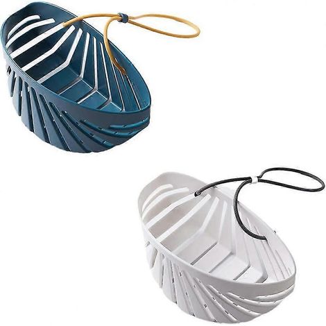 Lot de 2 étagères pour évier de cuisine avec porte-savon et porte-éponge (bleu et blanc) (1/5)