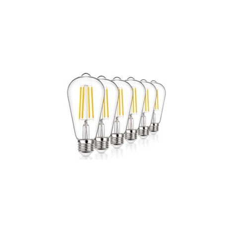 Vintage Edison LED-Glühbirne, E27 Edison-Schraubfassung, ST64 Glühfaden, 4 W (entspricht 40 W), 400 lm, 2700 K warmweiß, Lampe im antiken Retro-Stil, 6er-Pack, Klarglas – Crezuo