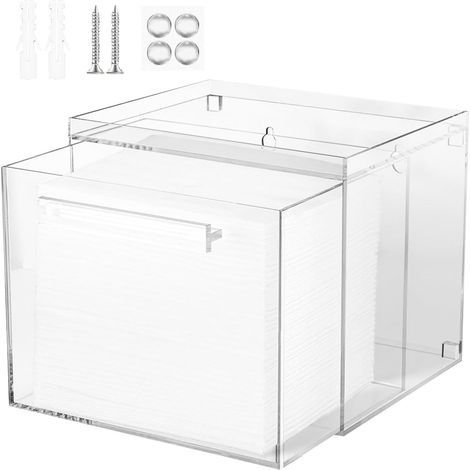 Boîte de rangement pour serviettes faciales Poubelle à serviettes en acrylique avec tiroir, récipient pour serviettes faciales, maquillage pour coiffeuse, chambre à coucher, salle de bain (1/5)