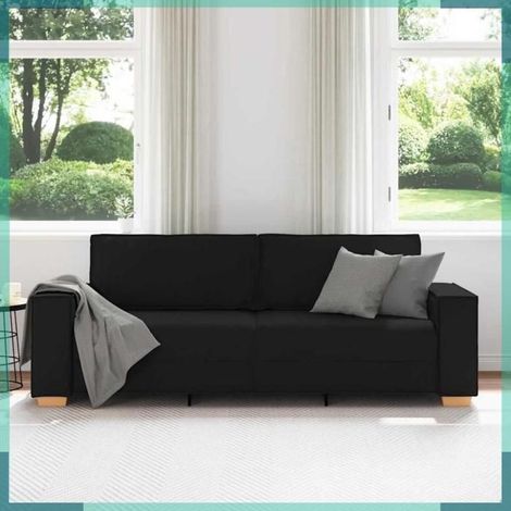 4104992 Canapé 3 places Noir 220x78x84 cm Tissu (1/5)