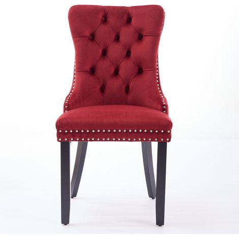 Lot de 2 chaises à manger, en bois massif, bois et velours, pour maison et usage quotidien, structure bois massif haut de gamme avec pieds décoratifs