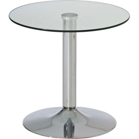 Table d'appoint avec verre de protection robuste cadre en métal chromé 100005518
