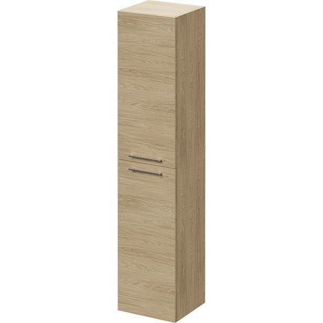 Napoli Light Oak 350mm x 1600mm Wall Mounted 2 Door Storage Unit - 350mm - Chrome 160mm Handle