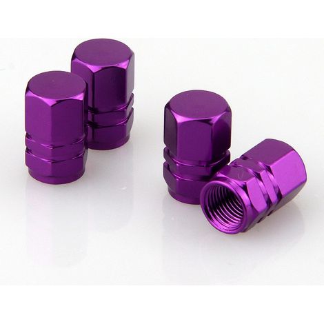 Couvercle de soupape de pneu en alliage en aluminium, Couverture de poussière de pièces automobiles pratiques (violet) 4 pièces (1/5)