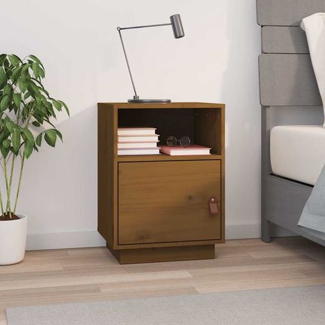 Table de chevet flottante-Table de nuit Marron miel 40x34x55 cm Bois de pin massif 701401 (1/5)