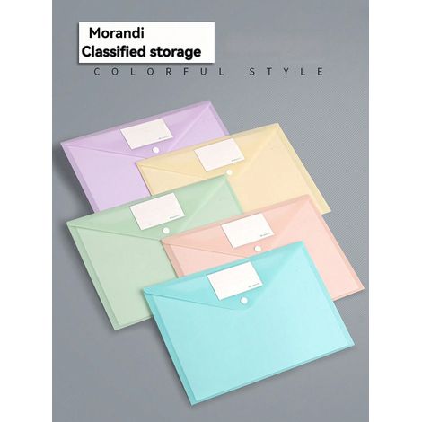 10 pces Pochettes à documents A4 en polypropylène transparent, fermeture à pressoir, design avec étiquette : organisateur de documents étanche, vert assorti (1/5)