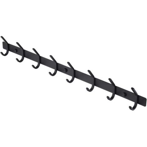 Porte Manteau Mural Noir Patère 8 Crochets Patere Murale Salle de Bain Acier Inoxydable Support Porte-serviettes, AH203H8-BK (1/4)
