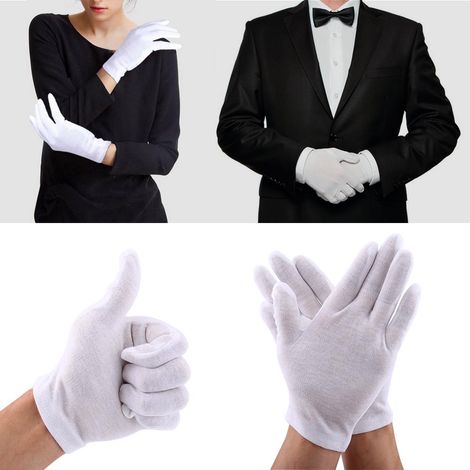 Gants de travail en coton blanc, 12 paires/douzaine, 10 x 22 cm (1/5)
