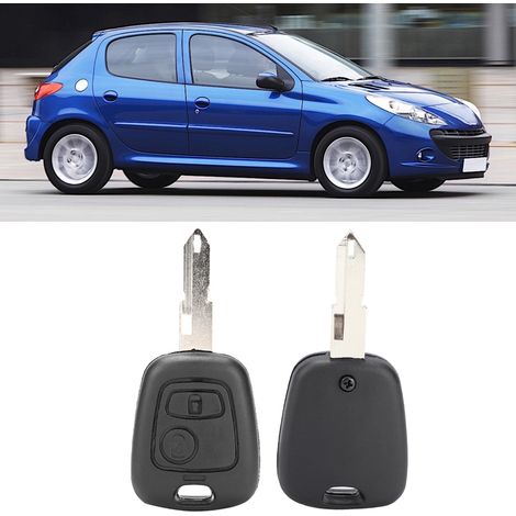 Carcasa de llave de coche de 2 botones - Compatible con Peugeot 206, 306, 307 - Carcasa de repuesto de plástico
