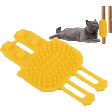 Grattoir d'angle pour chat, brosse d'angle,Brosse de massage murale de toilettage,Outil de massage à sangle réglable en Silicone (1/4)