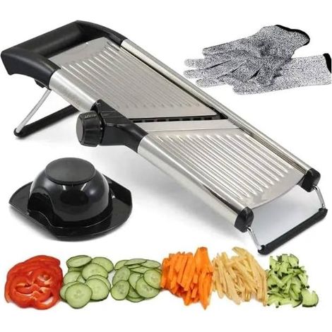 Mandoline multifonction 3 en 1 en acier inoxydable, idéale pour la cuisine. (1/4)