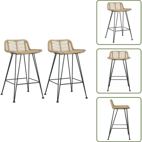 Chaises de bar lot de 2 rotin Naturel - Chaise De Bar - Chaise De Comptoir - Tabouret De Bar - Mobilier De Jardin - Rotin