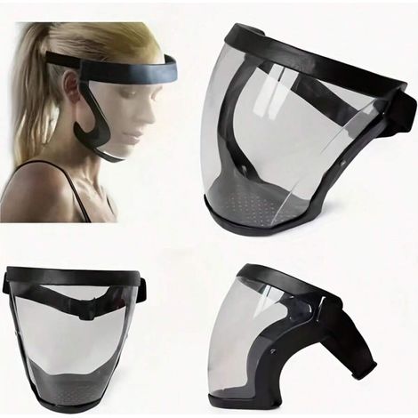 Protecteur facial réglable intégral, masque de sécurité en plastique durable, visière transparente, résistant à la chaleur et aux chocs, pour utilisation au travail, en cuisine ou à l'extérieur (1/4)