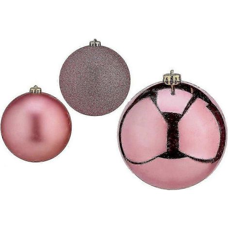 Boules de Noël Krist+ en PVC rose 10 cm, lot de 6