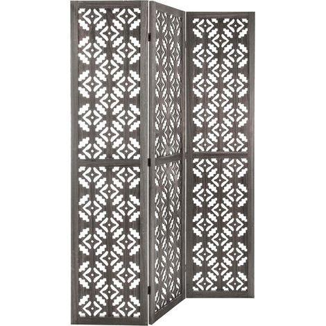 Paravent motif ethnique coloris Gris - 170 x 120 cm -PEGANE- (1/2)
