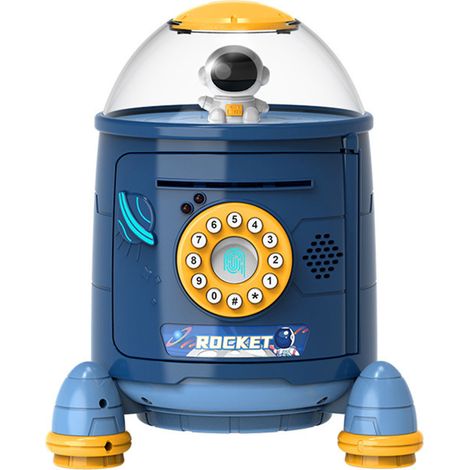 Tirelire Fusée Code Secret Mignon Porcelet Intelligent Rappel Vocal Enfants Garçons Filles Bleu (1/5)