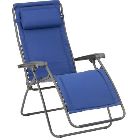 Gepolsterte Zero-Gravity-Relaxliege-Garten  - Rsx Clip - LightComfort® - Blau Denim - Lafuma Mobilier (1/5)