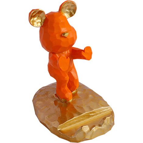 Support de Téléphone Portable Mignon et Stable en Forme d'Ours, Support de Bureau Innovant pour Smartphone et Tablette, Orange (1/2)