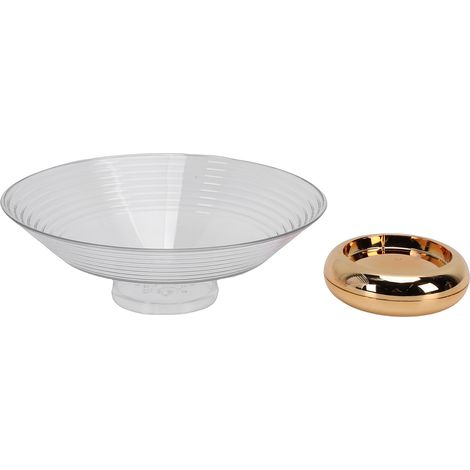 Mehrzweck-Obstschale, dekorative Gletscherstruktur mit Abflusslöchern, Boden für Salat und Gemüse, goldene Kegelform. (1/5)