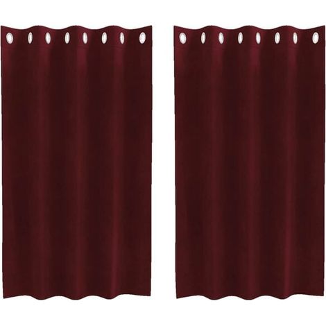 Rideaux occultants, ensemble de 2 pièces, rouge bordeaux, 140 x 140 cm, velours. (1/5)