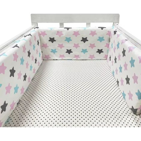 Tour de lit bébé (Étoile rose et bleue), barrière de sécurité en coton pour berceau nouveau-né, berceau bébé (1/5)