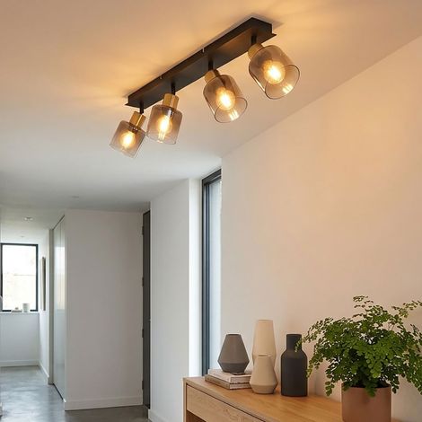 LED Deckenleuchte Deckenstrahler Wohnzimmerlampe 4-flammig Schwarz Metall H 18,2 cm (1/5)