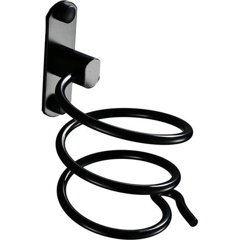 1PCS noir Support pour sèche-cheveux pour montage mural avec perçage - Pour hôtel, salle de bain, WC, barbier Aluminium, finition mate (1/5)