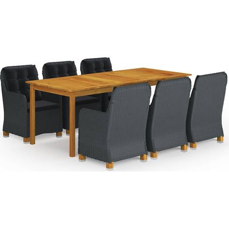 Ensemble Table et Chaise de Jardin 7 pcs - Ensemble de salle à manger de jardin Gris foncé BV187345 - BonneVie (1/5)