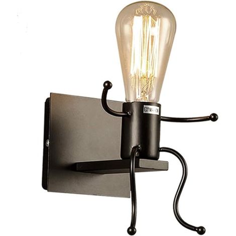 Creative Belle Nain Lampe de Murale Industriel Rétro Noir Métal E27 Applique Murale (Asseoir) (1/2)