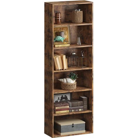 Bibliothèque et bibliothèque avec 6 étagères, étagère Haute sur Pied, étagère de Rangement Ouverte, Meuble décoratif pour la Maison, Le Bureau, Le Salon et la Chambre à Coucher, Marron (1/5)